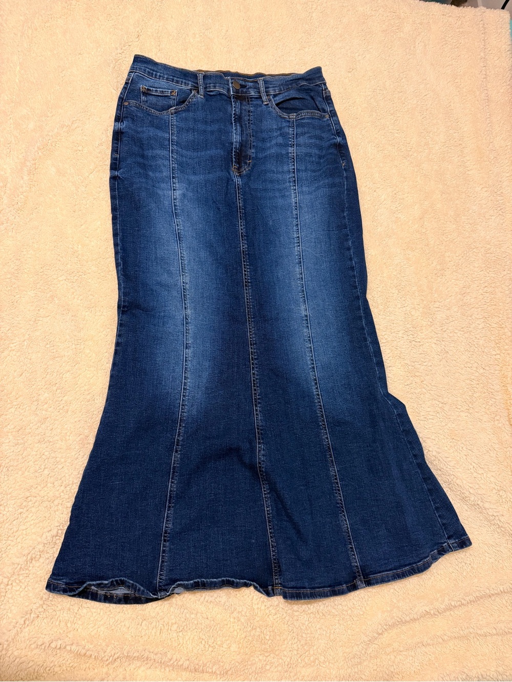 a.n.a Dark Blue Denim Maxi Skirt